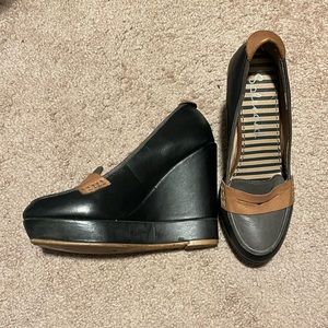 Wedge, platform closed toe heels